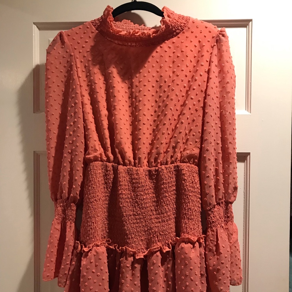 Salmon color dress with elastic waist NEW